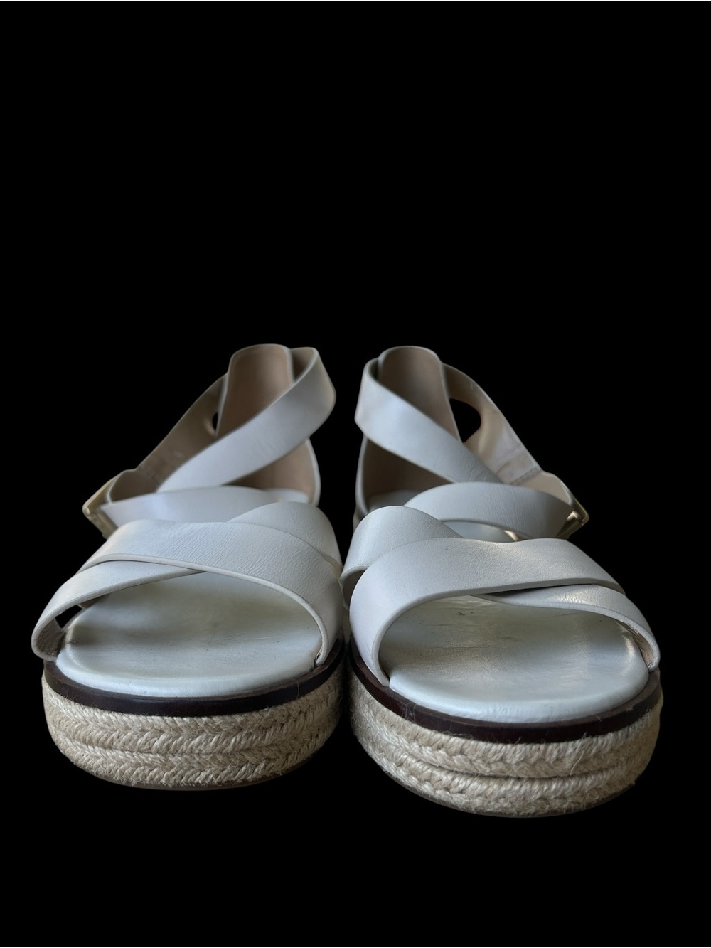Michael Kors Ivory Sandals with Gold Buckles - Picture 2 of 8